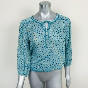 Lucky Brand Top Blouse Boho Blue Sz: S